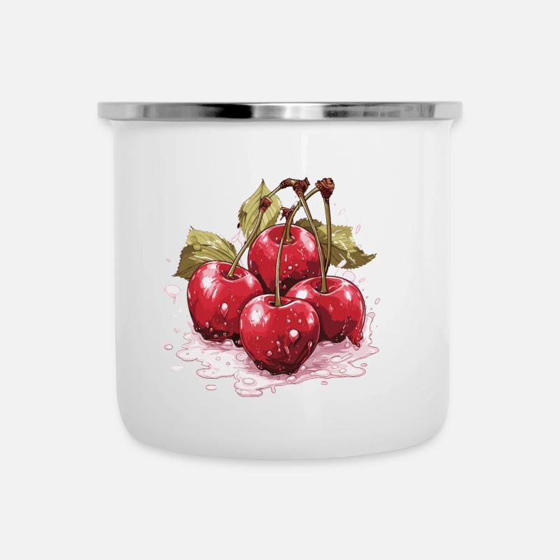 Cerisier - illustration - Tasse émaillée - blanc