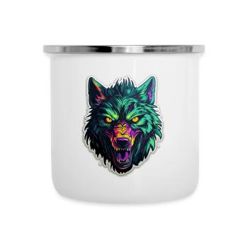 Wolf - Illustration - Emaille-Tasse - Weiß - Vorne