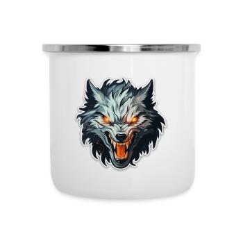 Wolf - Illustration - Emaille-Tasse - Weiß - Vorne