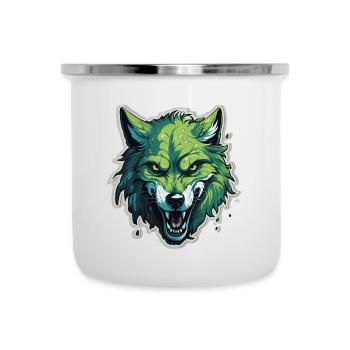 Wolf - Illustration - Emaille-Tasse - Weiß - Vorne
