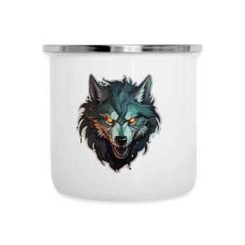 Wolf - Illustration - Emaille-Tasse - Weiß - Vorne