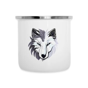 Wolf - Illustration - Emaille-Tasse - Weiß - Vorne