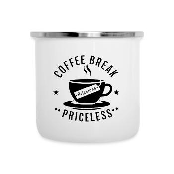 Kaffeepause unbezahlbar 0019 Ebene 20 - Emaille-Tasse - Weiß - Vorne