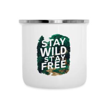 Bleib wild, bleib frei - Emaille-Tasse - Weiß - Vorne