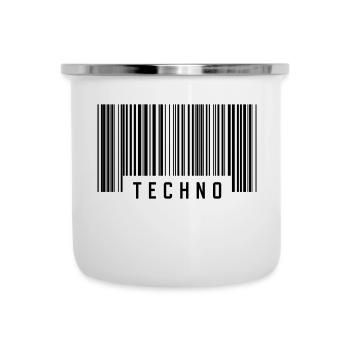 Techno - Emaille-Tasse - Weiß - Vorne
