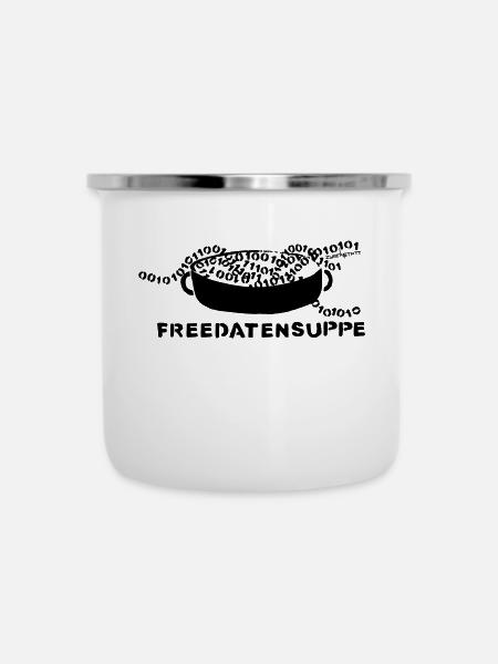 Freedatensuppe - Emaille-Tasse - Weiß