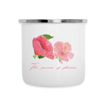 Süßes Blüten Motiv Rosa Rot Muttertag Flower Power - Emaille-Tasse - Weiß - Vorne