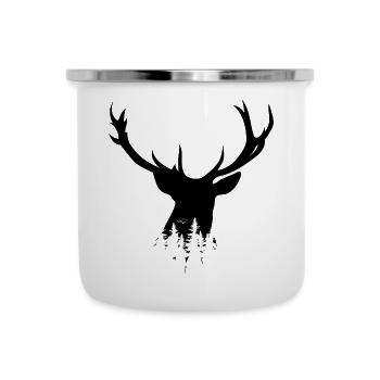 hirsch geweih deer forest symbol portrait Wald - Emaille-Tasse - Weiß - Vorne