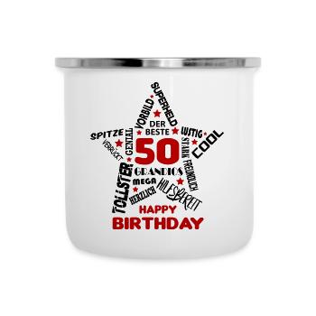 Geburtstag Mann 50 Happy Birthday Men Alter Best - Emaille-Tasse - Weiß - Vorne