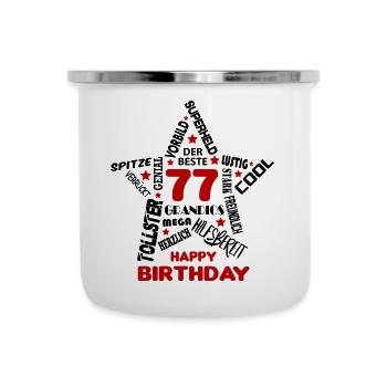 Geburtstag Mann 77 Happy Birthday Men Alter Best - Emaille-Tasse - Weiß - Vorne