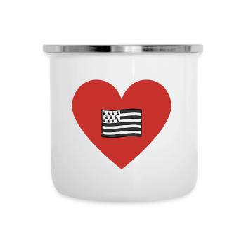 Petit coeur rouge drapeau breton- Bretagne BZH - Tasse émaillée - blanc - Devant