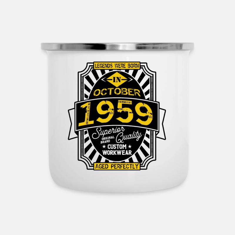 1959 OKTOBER - Emaille-Tasse - Weiß