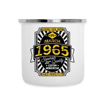 1965 MÄRZ - Emaille-Tasse - Weiß - Vorne