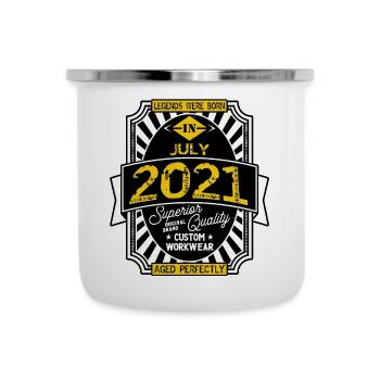 2021 JULI - Emaille-Tasse - Weiß - Vorne