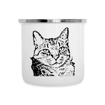 Katze Tigerkatze Katzenshirt Geschenk - Emaille-Tasse - Weiß - Vorne