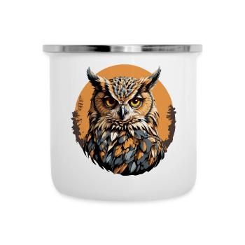 Stolzer Uhu große Eule für Eulenfreunde - Emaille-Tasse - Weiß - Vorne