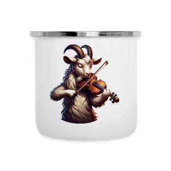 Chèvre cool jouant du violon à la ferme - Tasse émaillée - blanc - Devant