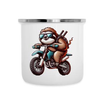 Conception de motocross Enduro paresseux cool - Tasse émaillée - blanc - Devant