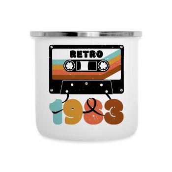Retro 1980s Color Block Cassette Typography - Camper Mug - white - Front
