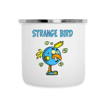 Seltsamer blauer Vogel - Emaille-Tasse - Weiß - Vorne