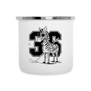 Cooles Zebra mit Sonnenbrille und Sport-Design - Emaille-Tasse - Weiß - Vorne