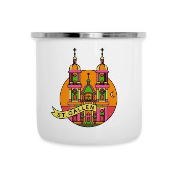 Farbige Kathedrale der Stadt St.Gallen, Kloster - Emaille-Tasse - Weiß - Vorne