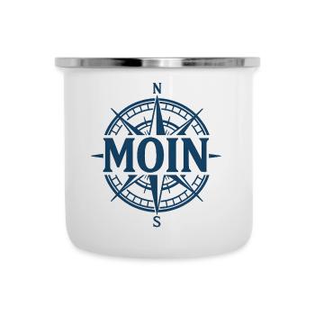 MOIN – Kompassrose Maritimes Design Navigation - Emaille-Tasse - Weiß - Vorne