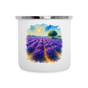 Champ de lavande - Tasse émaillée - blanc - Devant