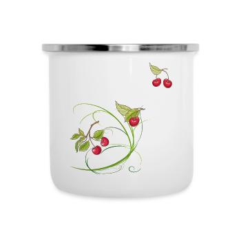 Kirschen - Emaille-Tasse - Weiß - Vorne