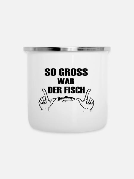 Angeln - Emaille-Tasse - Weiß