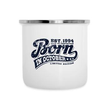 Born in October 1994 - Geburtstag - Geschenk - Emaille-Tasse - Weiß - Vorne