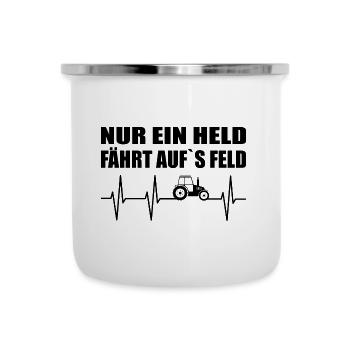 Traktor - Emaille-Tasse - Weiß - Vorne