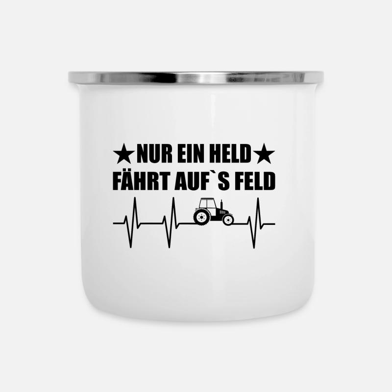 Traktor - Emaille-Tasse - Weiß