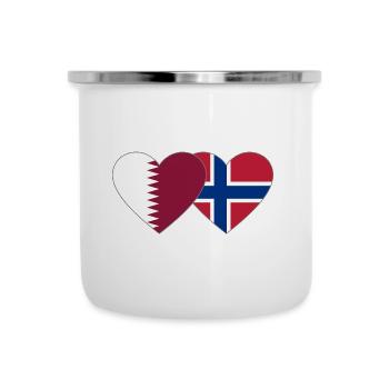 Qatar Norway Flag Heart - Camper Mug - white - Front