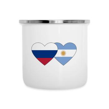 Russland Argentinien Flagge Herz - Emaille-Tasse - Weiß - Vorne