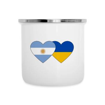 Argentinien Ukraine Flagge Herz - Emaille-Tasse - Weiß - Vorne