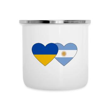 Ukraine Argentinien Flagge Herz - Emaille-Tasse - Weiß - Vorne
