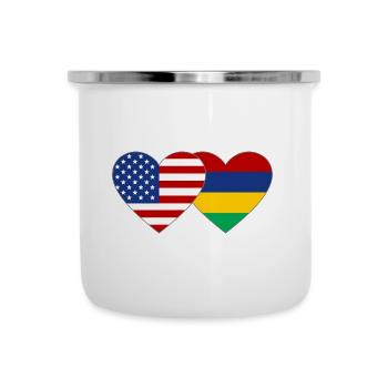USA Mauritius Flag Heart - Camper Mug - white - Front