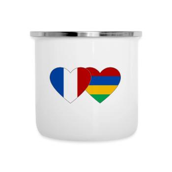 France Mauritius Flag Heart - Camper Mug - white - Front