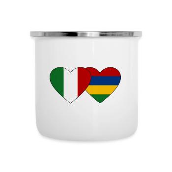 Italy Mauritius Flag Heart - Camper Mug - white - Front