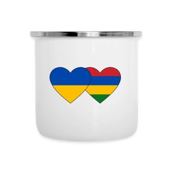 Ukraine Mauritius Flag Heart - Camper Mug - white - Front