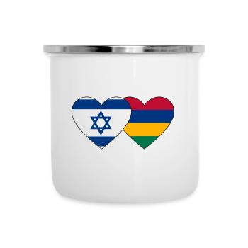 Israel Mauritius Flag Heart - Camper Mug - white - Front