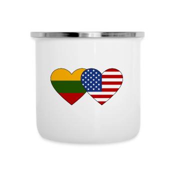 Lithuania USA Flag Heart - Camper Mug - white - Front