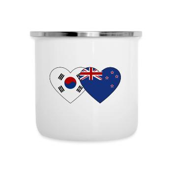 South Korea New Zealand Flag Heart - Camper Mug - white - Front