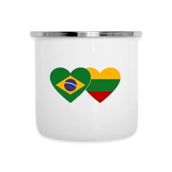 Brazil Lithuania Flag Heart - Camper Mug - white - Front