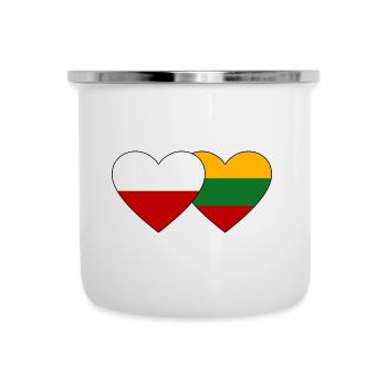 Poland Lithuania Flag Heart - Camper Mug - white - Front