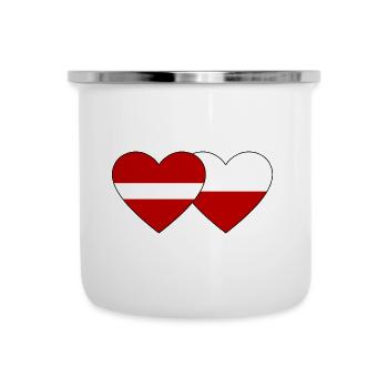 Latvia Poland Flag Heart - Camper Mug - white - Front