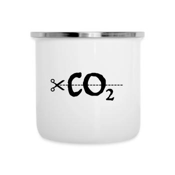 CO2 | Ciseaux, Changement climatique, Conservation de la nature - Tasse émaillée - blanc - Devant