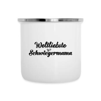 Beste Schwiegermama Schwiegermutter - Emaille-Tasse - Weiß - Vorne