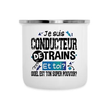 Conducteur de Trains Cadeau Homme Humour Métier - Tasse émaillée - blanc - Devant